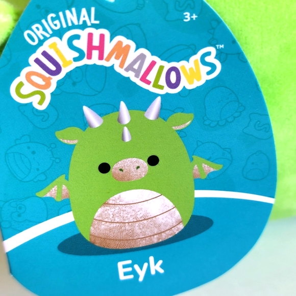EYK 🐉Bright Green & Glitter Gold Dragon Original Squishmallow by Kelly Toy NWT - Picture 3 of 7